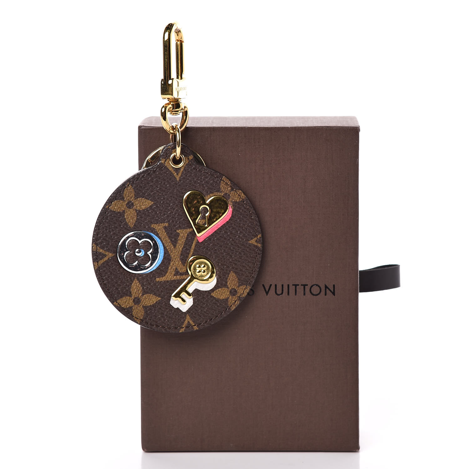 LOUIS VUITTON Monogram Love Lock Bag Charm Key Holder 430744
