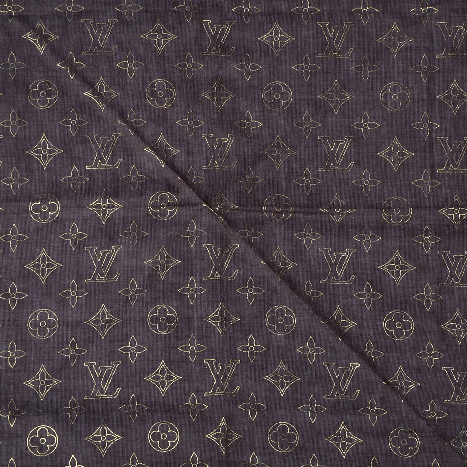 LOUIS VUITTON Cotton Monogram Scarf Brown and Gold 83001