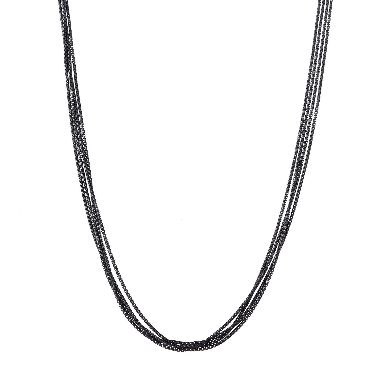Dark Silver Clasp Details about   David Yurman 17" 4 Row Black Baby Box Chain Necklace NWT