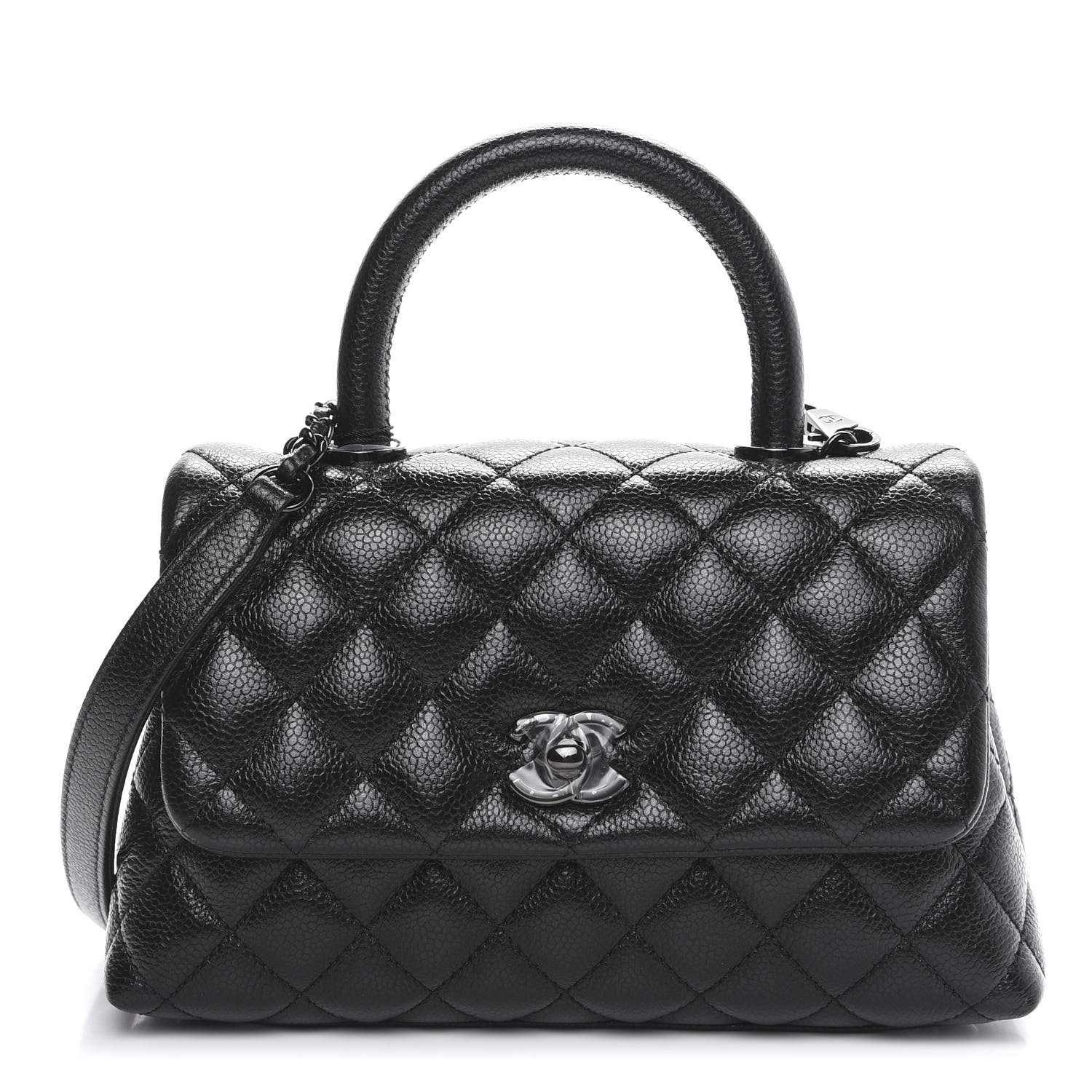caviar quilted extra mini coco handle flap black