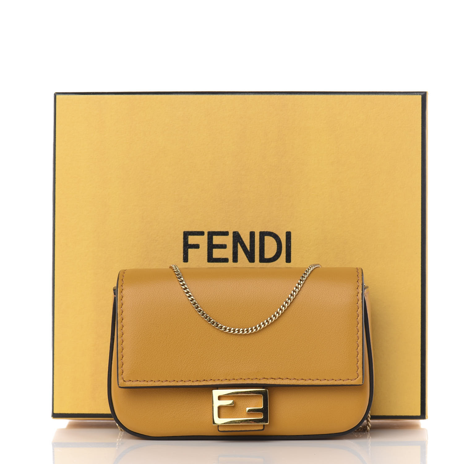 FENDI Vitello Century Nano Baguette Charm Yellow 578540 | FASHIONPHILE