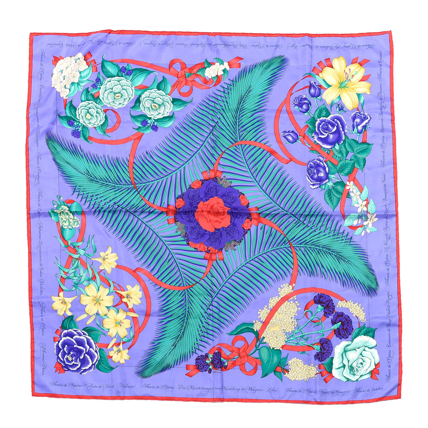 HERMES Silk Fleurs De L'Opera Scarf 90 765572 | FASHIONPHILE