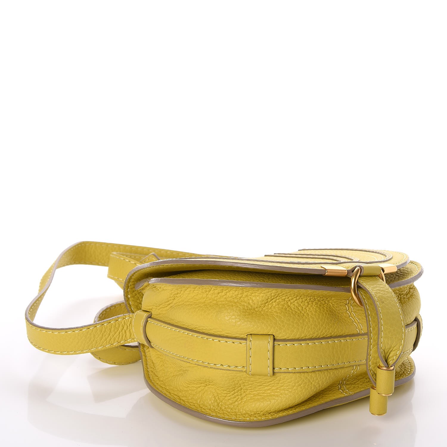 CHLOE Calfskin Mini Marcie Round Crossbody Bag Neon Yellow 260638