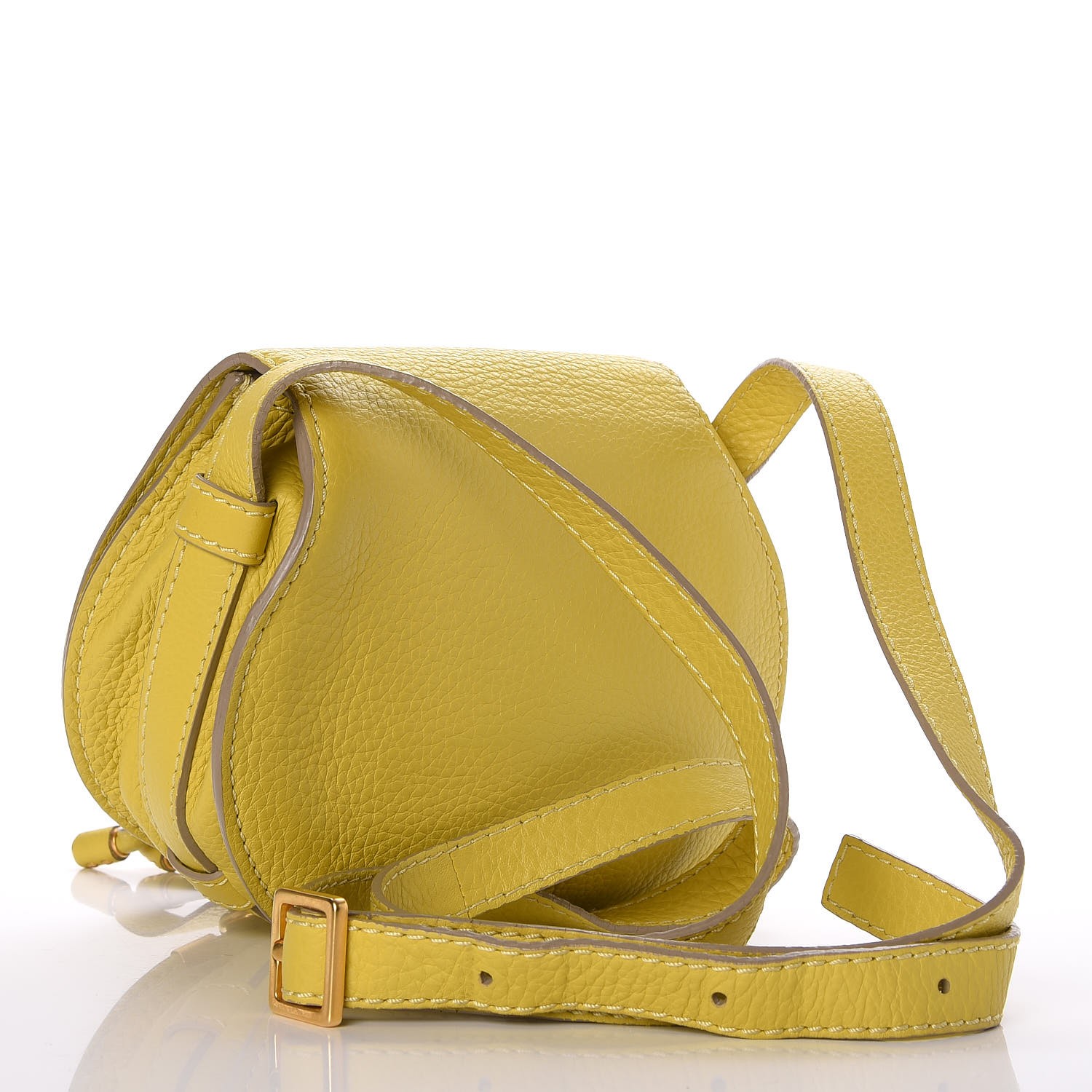 CHLOE Calfskin Mini Marcie Round Crossbody Bag Neon Yellow 260638