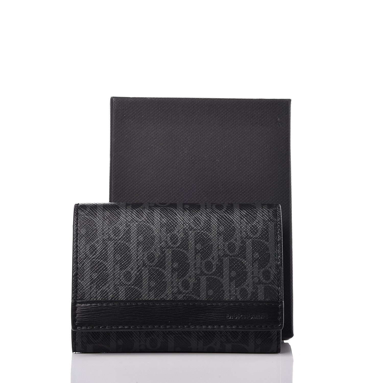 CHRISTIAN DIOR HOMME Coated Canvas Card Holder Grise 481434