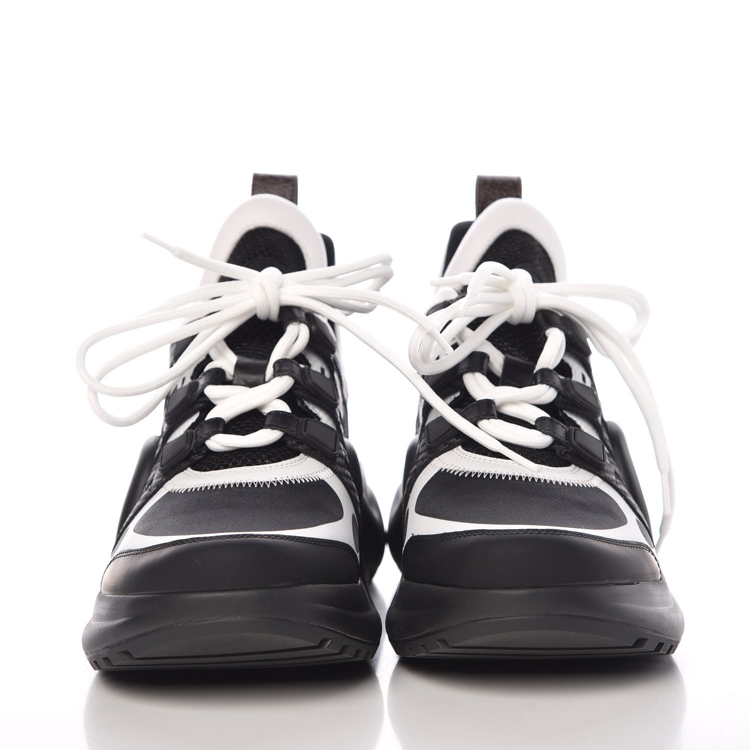 LOUIS VUITTON Calfskin Technical Nylon LV Archlight Sneakers 40 Black White 347516