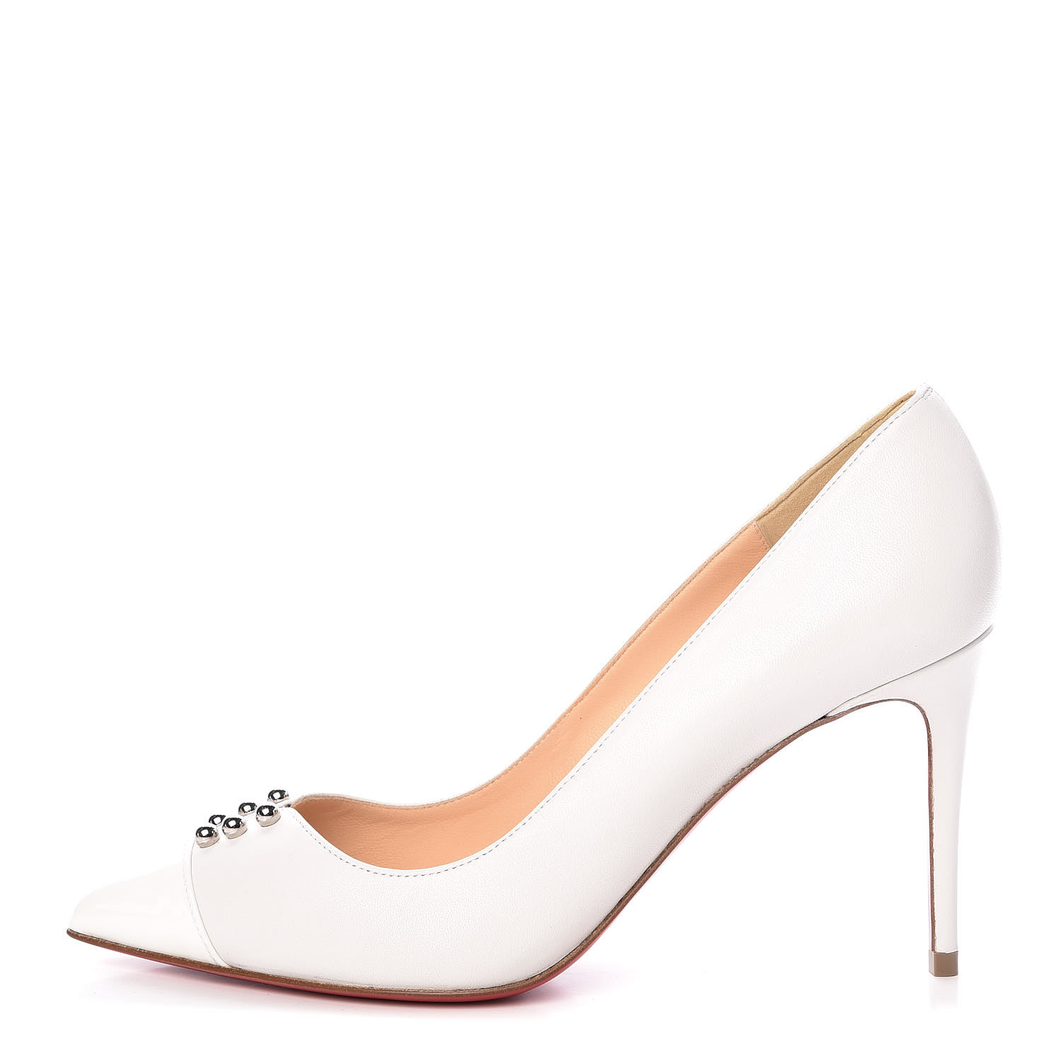 louboutin white studded heels
