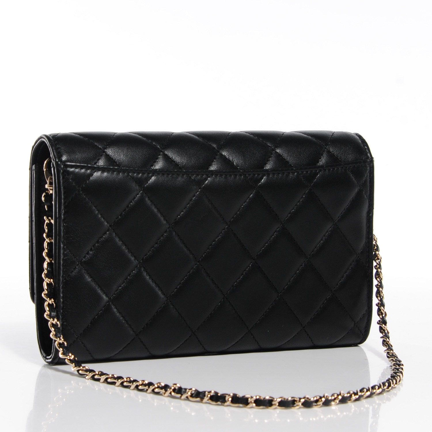 CHANEL Lambskin Quilted Golden Class Clutch with Chain Black 111761