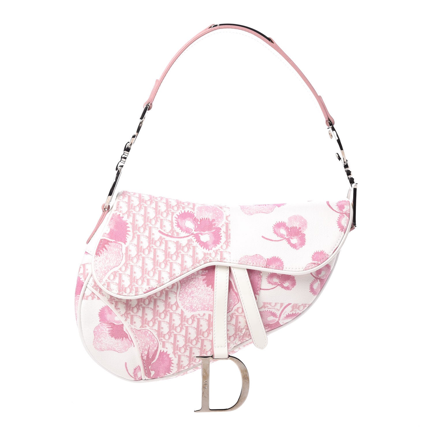 CHRISTIAN DIOR Monogram Floral Saddle Bag Pink 339132