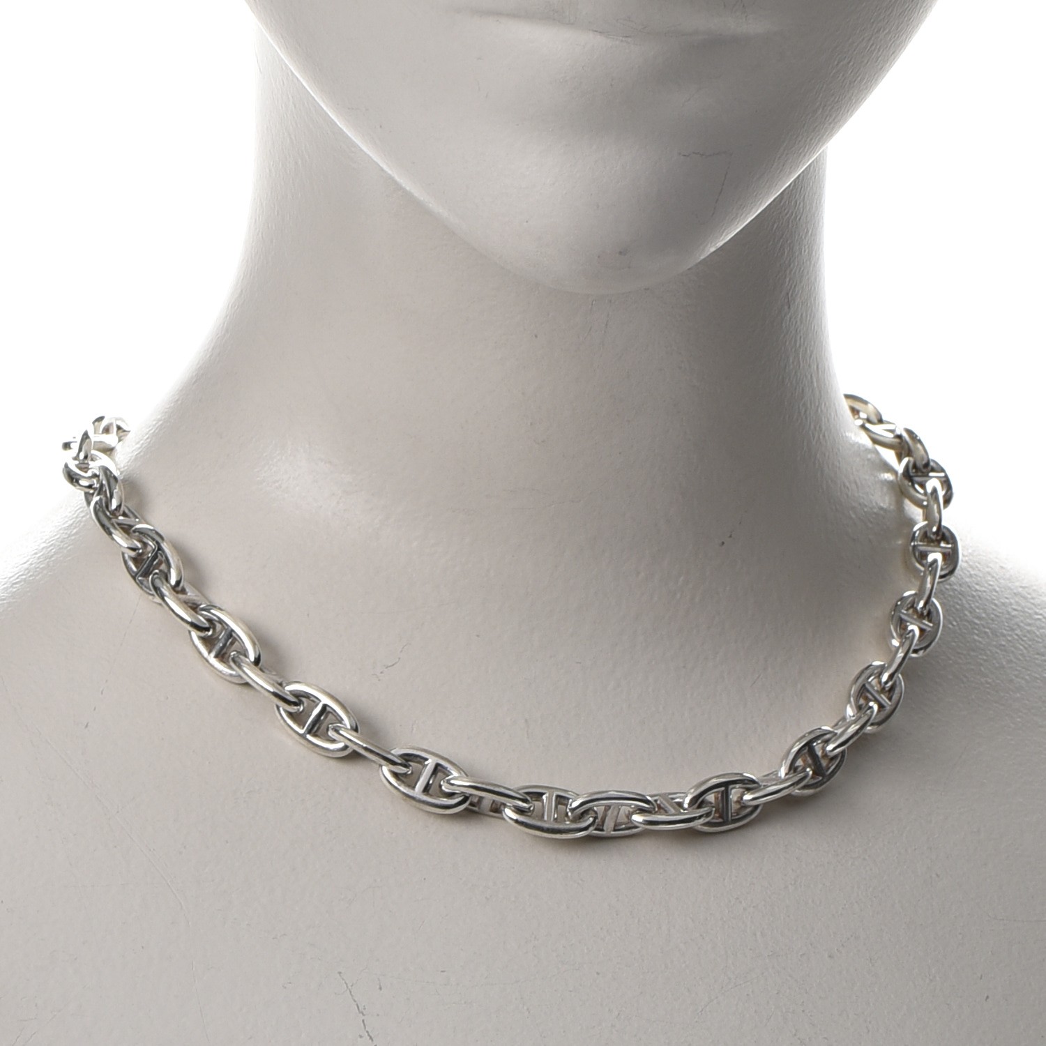 HERMES Sterling Silver Chaine D'Ancre Necklace PM 240941