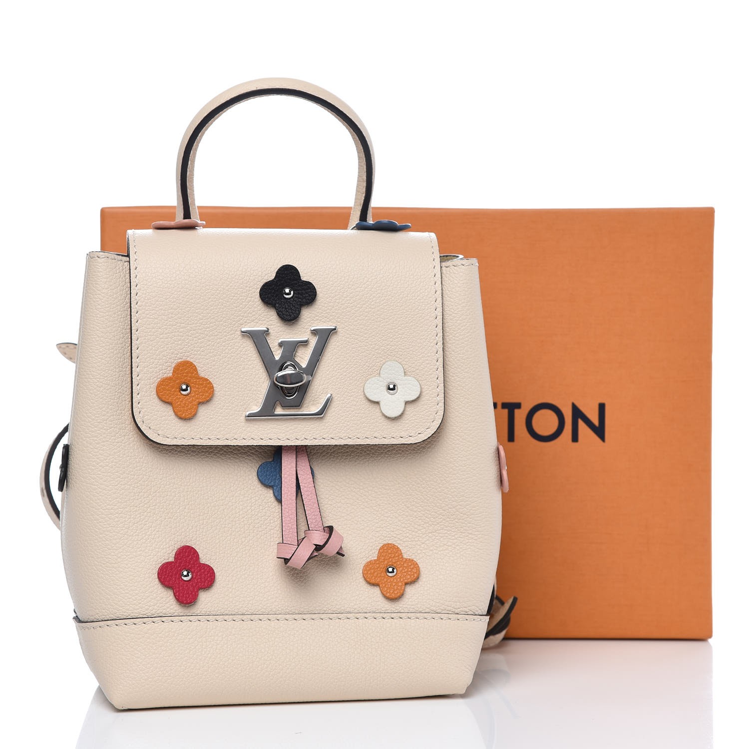 LOUIS VUITTON Calfskin Mechanical Flower Lockme Mini Backpack White 318139