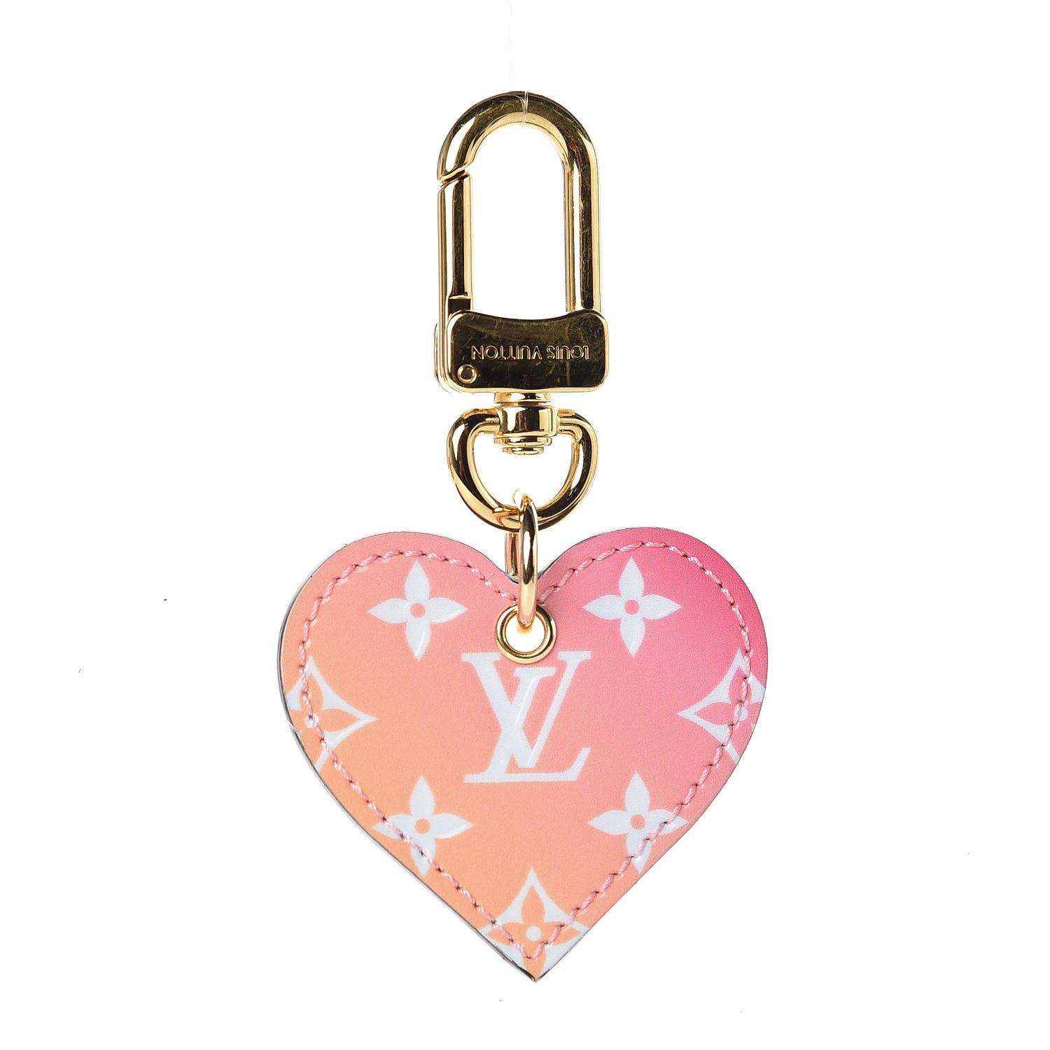 LOUIS VUITTON Vernis Degrade Love Lock Heart Key Holder Bag Charm Pink White 413082