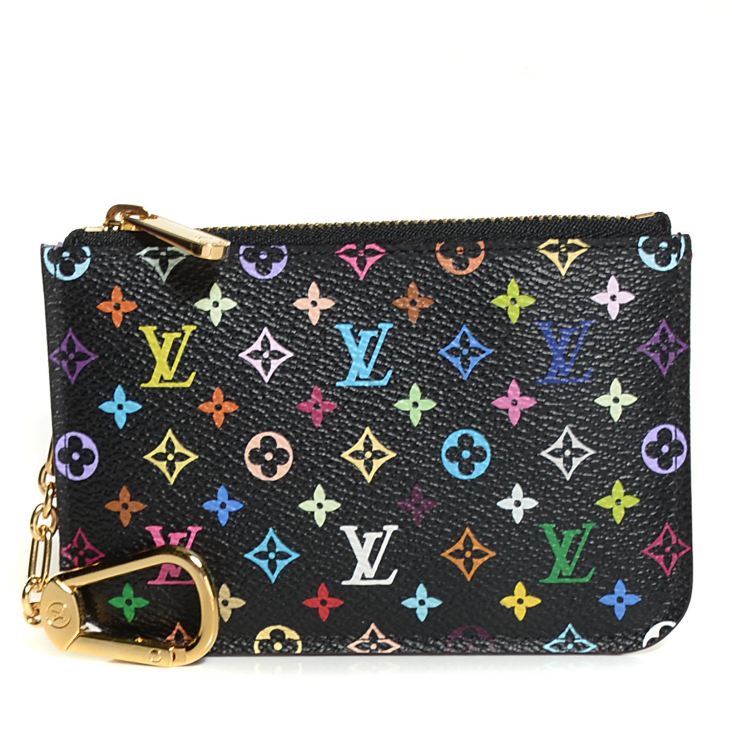 LOUIS VUITTON Monogram Multicolor Key Pouch Black Violet 105880