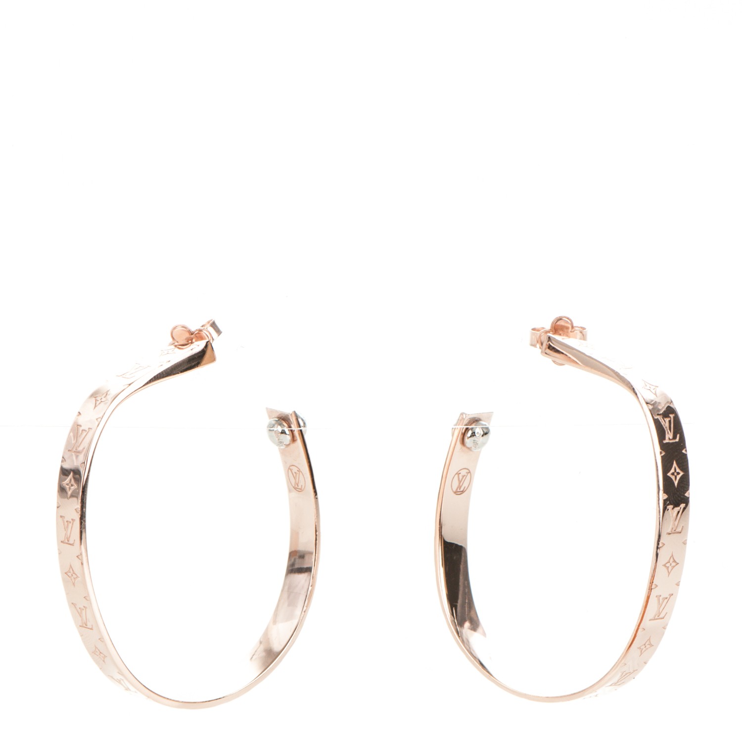 LOUIS VUITTON Nanogram Hoop Earrings Pink Gold 178900