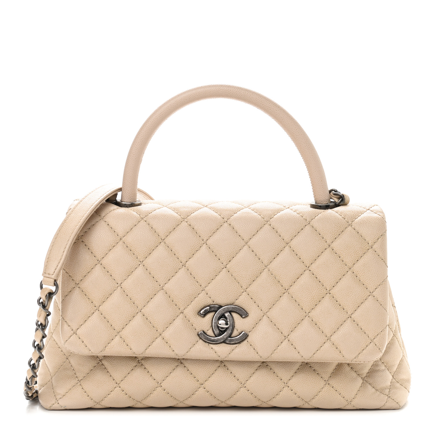 chanel coco handle small beige