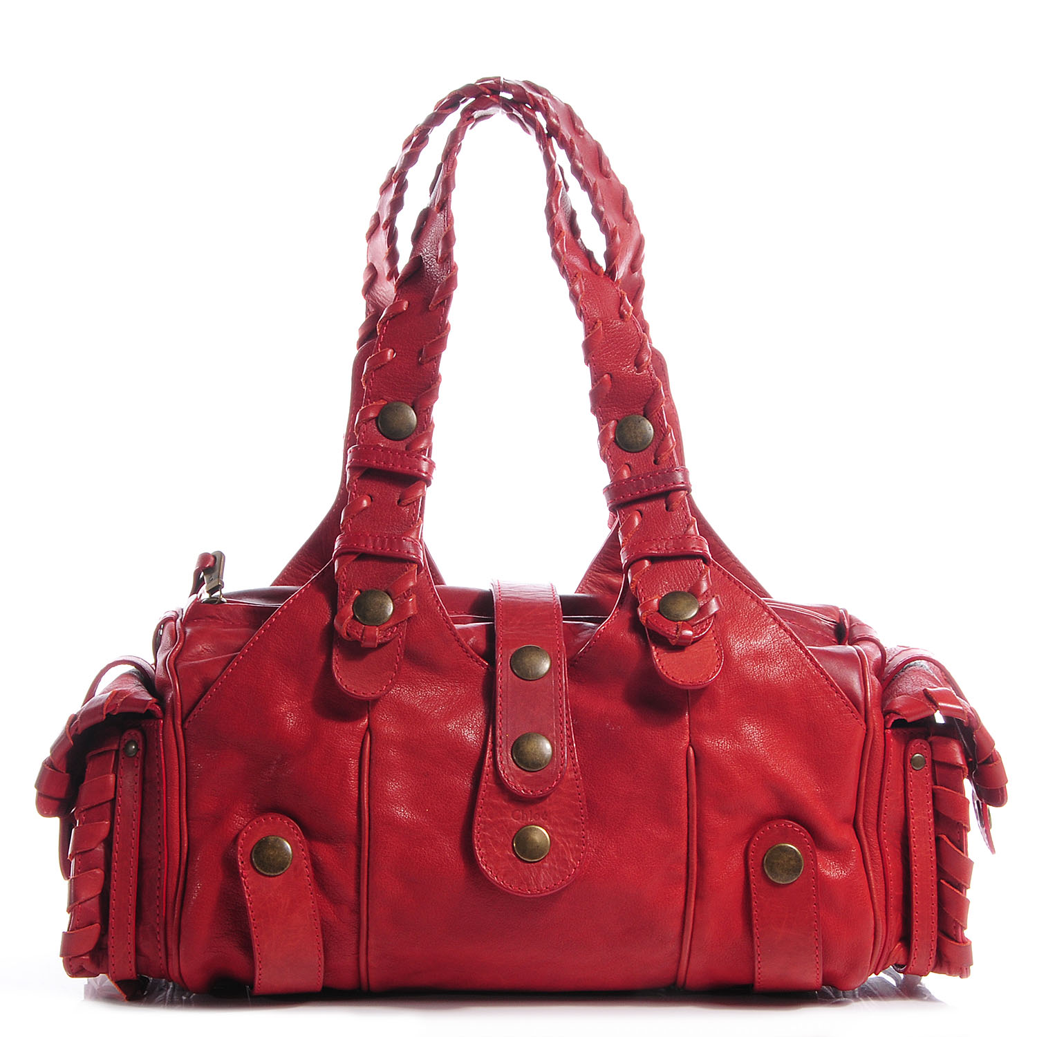 CHLOE Calfskin Silverado Shoulder Bag Red 62687