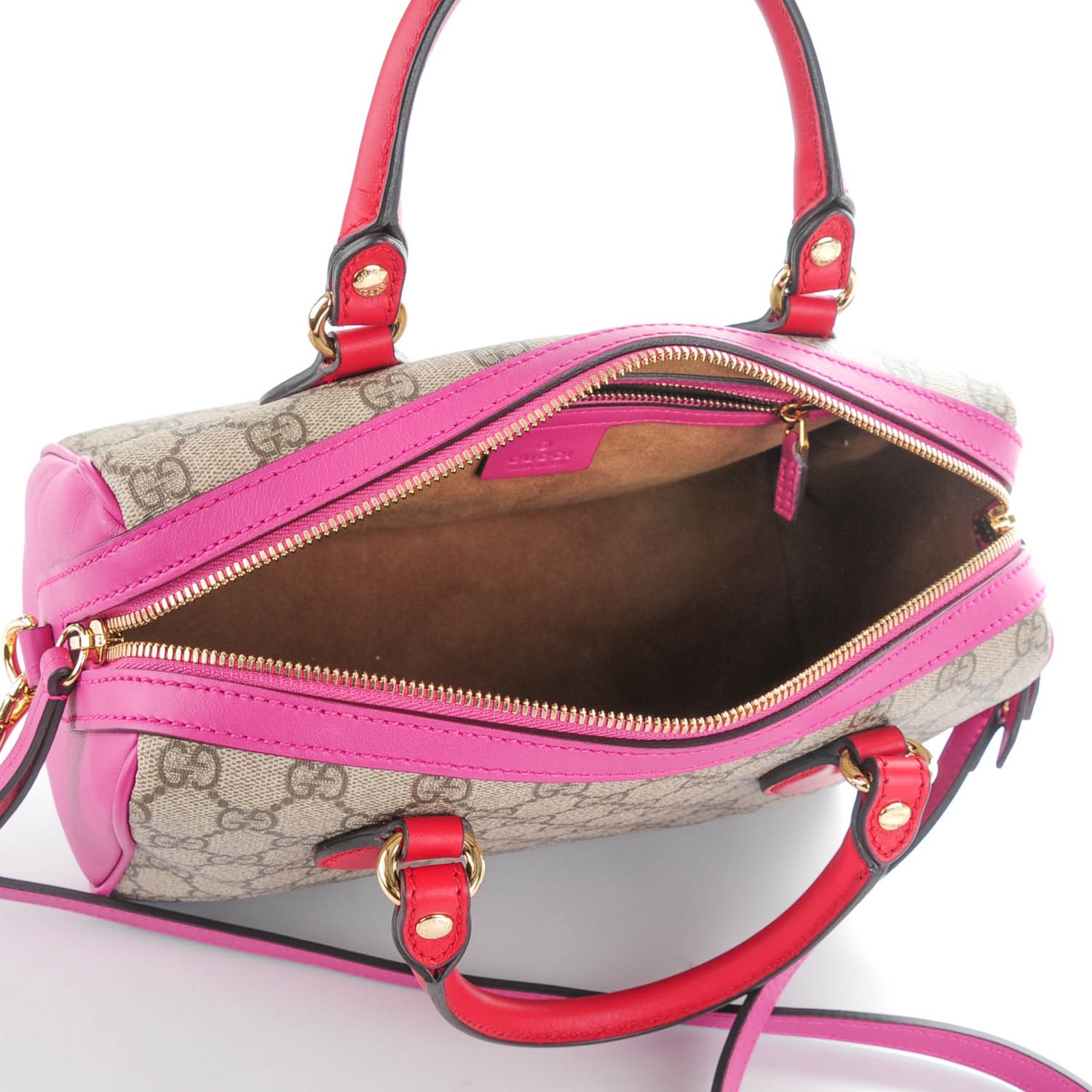 GUCCI GG Supreme Monogram Small Top Handle Bag Hibiscus Pink 147314