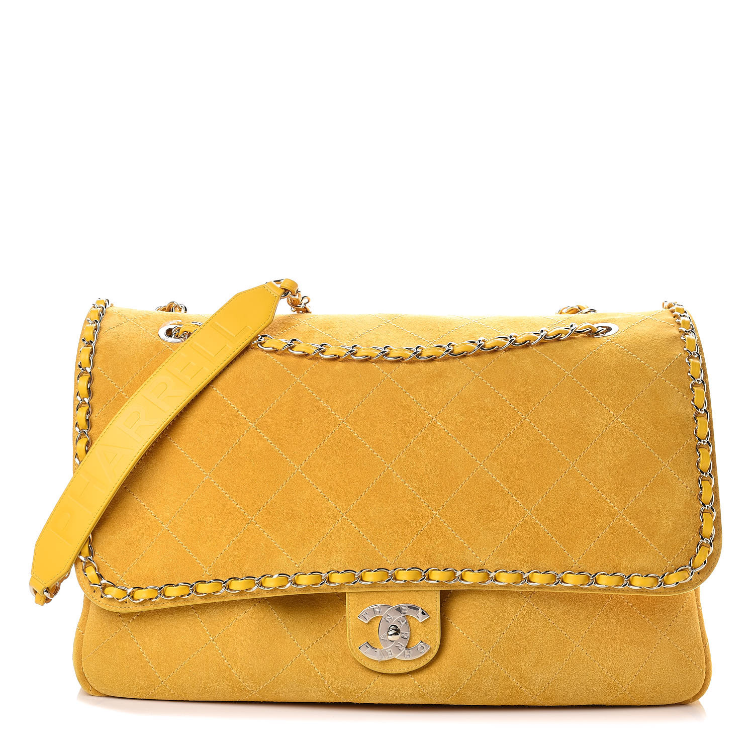 CHANEL x Pharrell Williams Suede Lambskin XXL Flap Bag Yellow 379814 ...