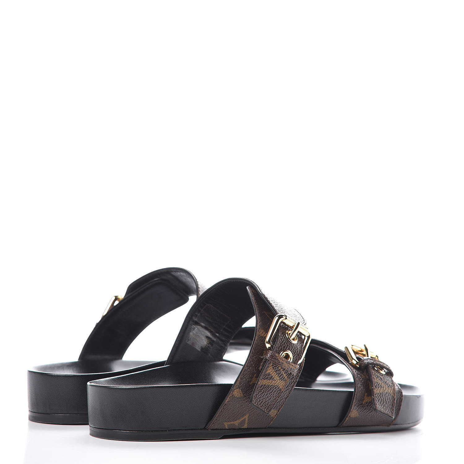 LOUIS VUITTON Monogram Bom Dia Mule Sandals 39 Black 379777