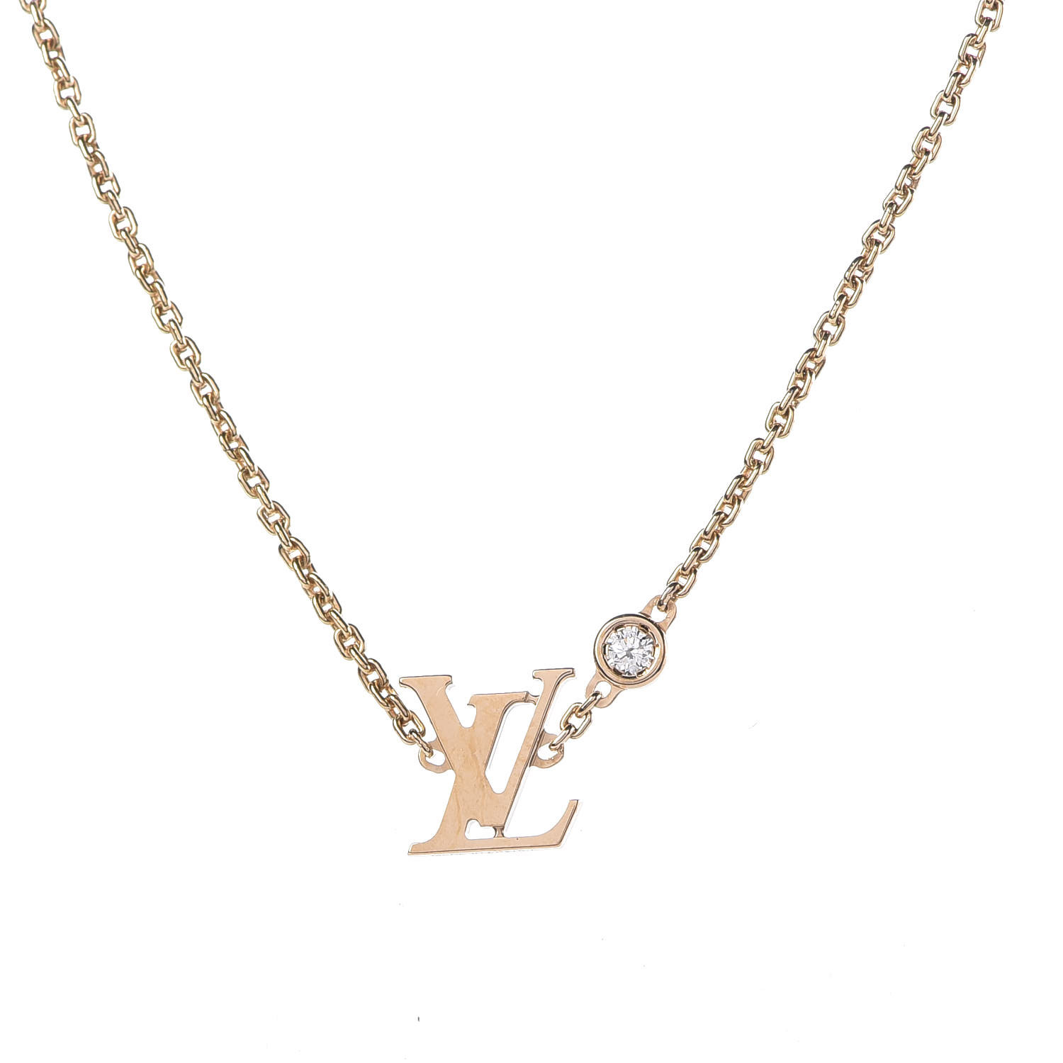 LOUIS VUITTON 18K Yellow Gold Diamond Idylle Blossom LV Pendant Necklace 375458