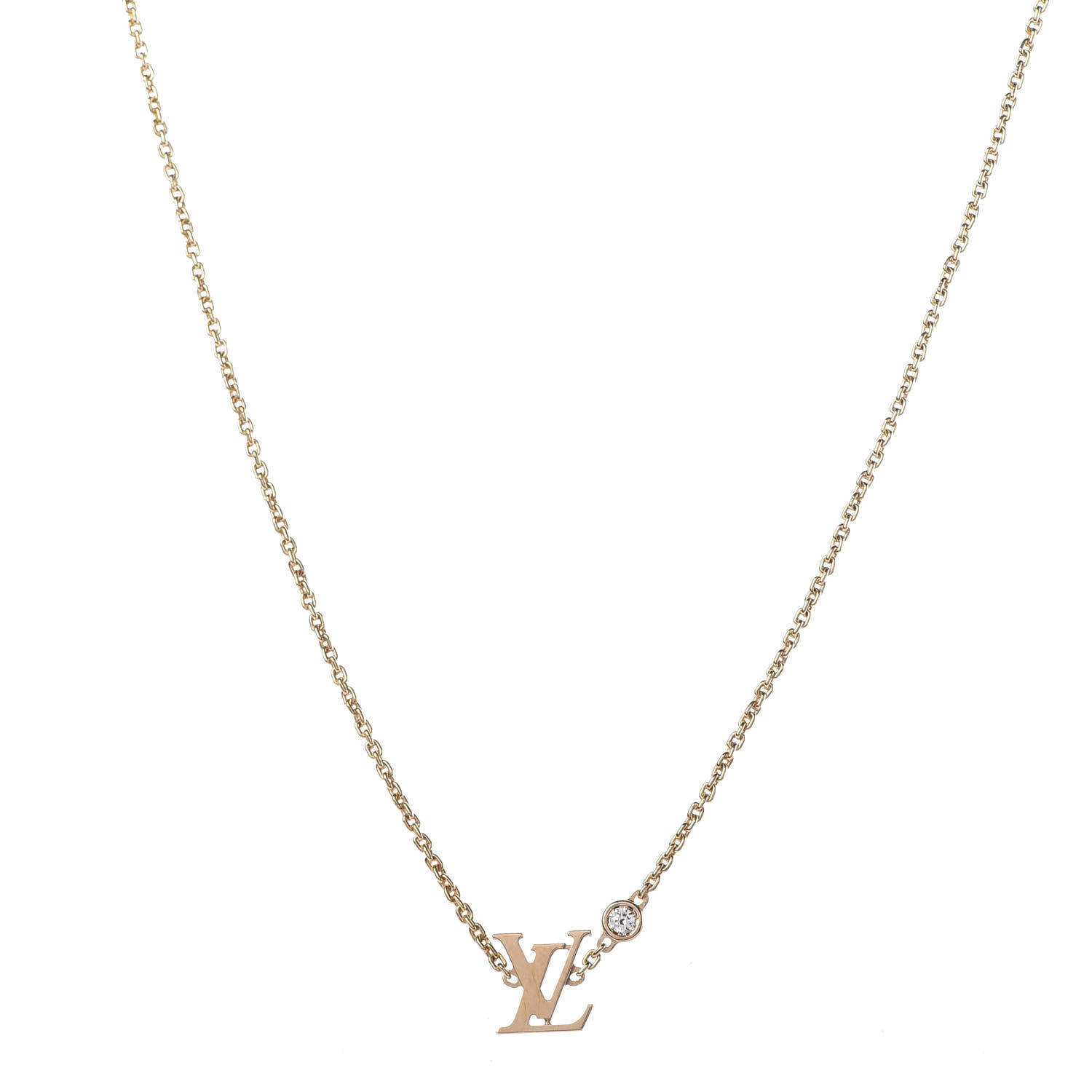 LOUIS VUITTON 18K Yellow Gold Diamond Idylle Blossom LV Pendant Necklace 375458