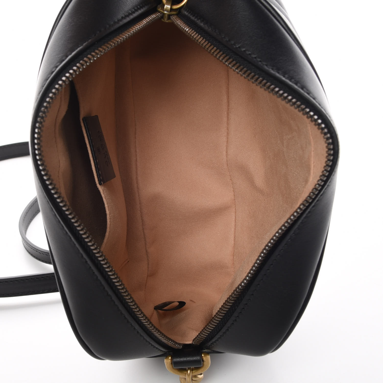 GUCCI Calfskin Matelasse Small GG Marmont Chain Shoulder Bag Black 378369