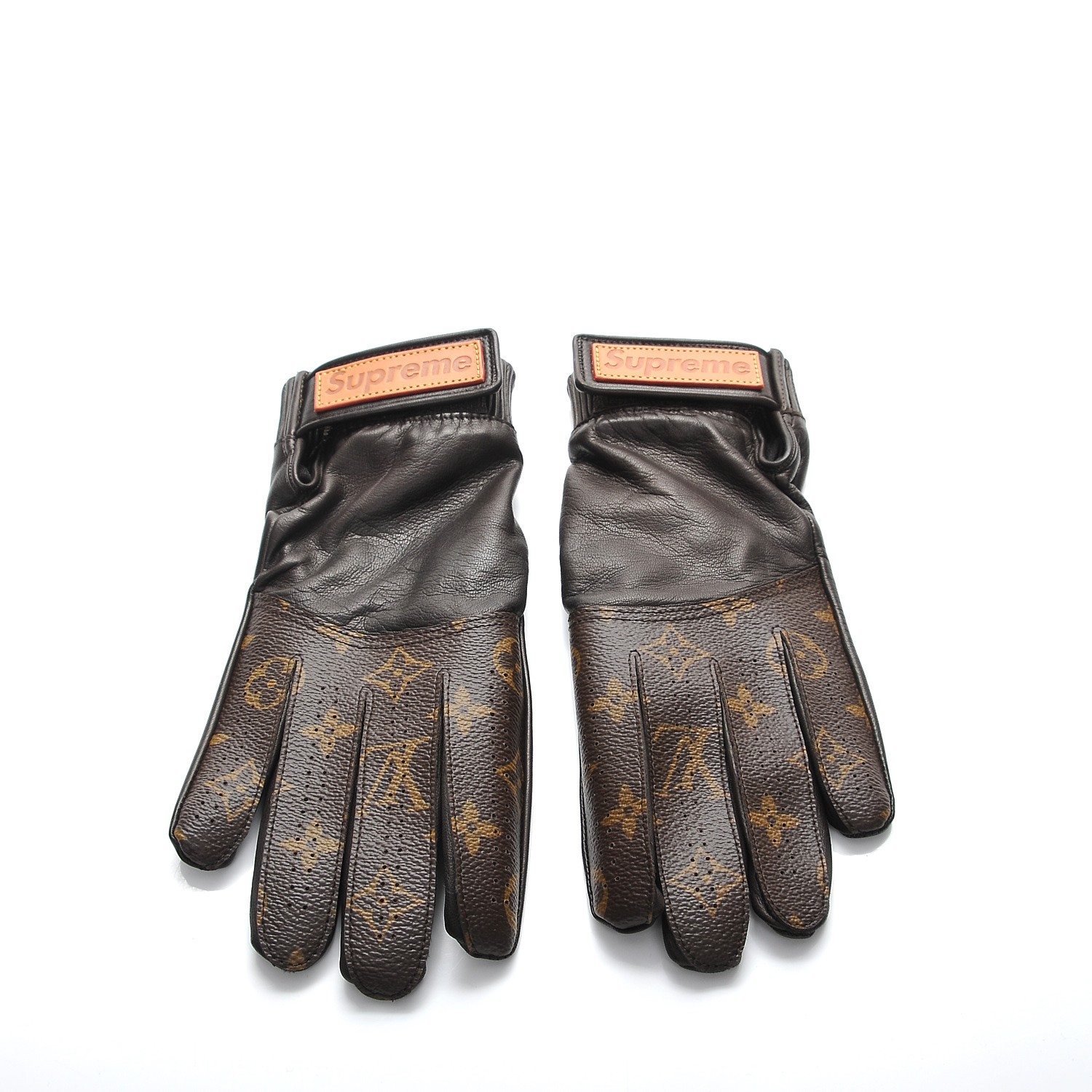 LOUIS VUITTON X SUPREME Lambskin Monogram Baseball Gloves 208748