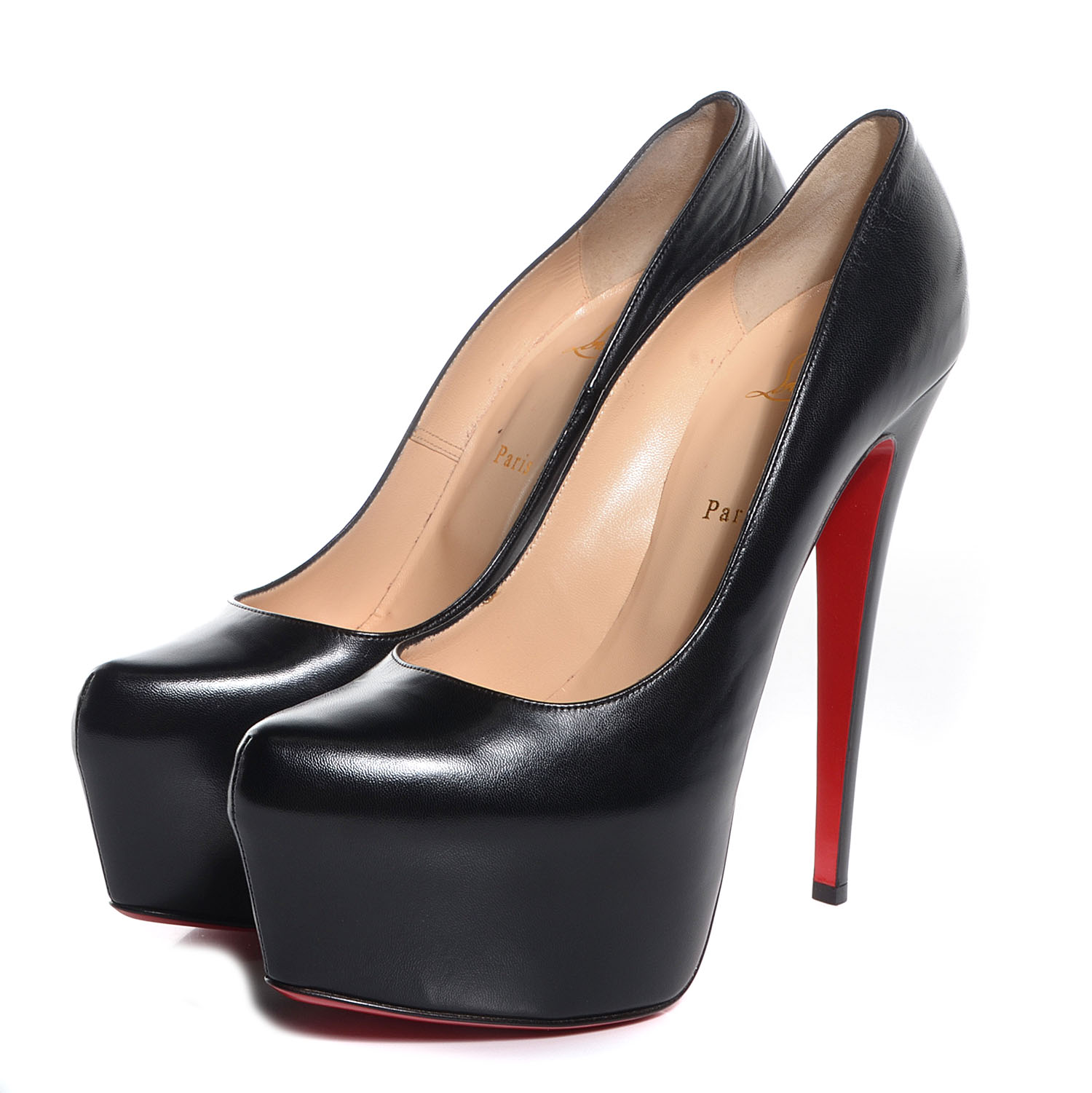 CHRISTIAN LOUBOUTIN Kid Leather Daffodile Platform 160 Pumps 42 Black 79200