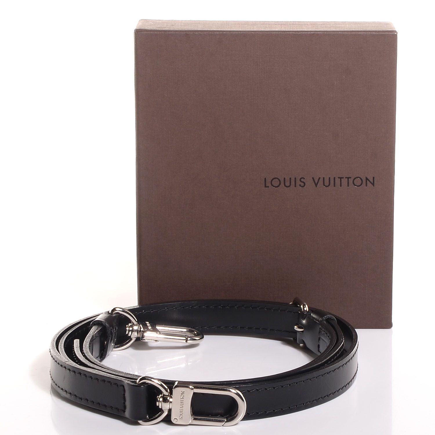 LOUIS VUITTON Leather Adjustable Shoulder Strap Black 89083