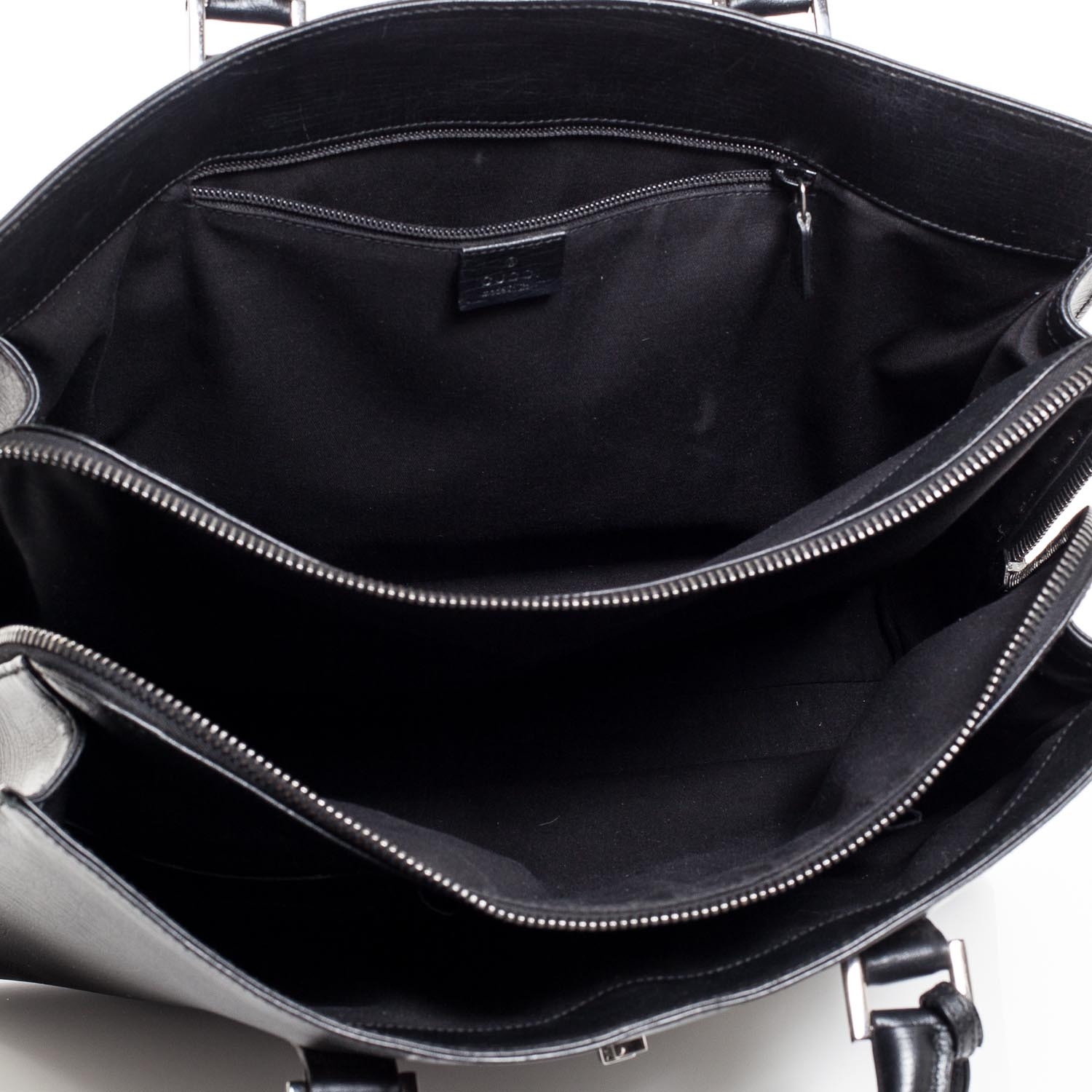 GUCCI Leather Briefcase Laptop Work Bag Black 35372 | FASHIONPHILE