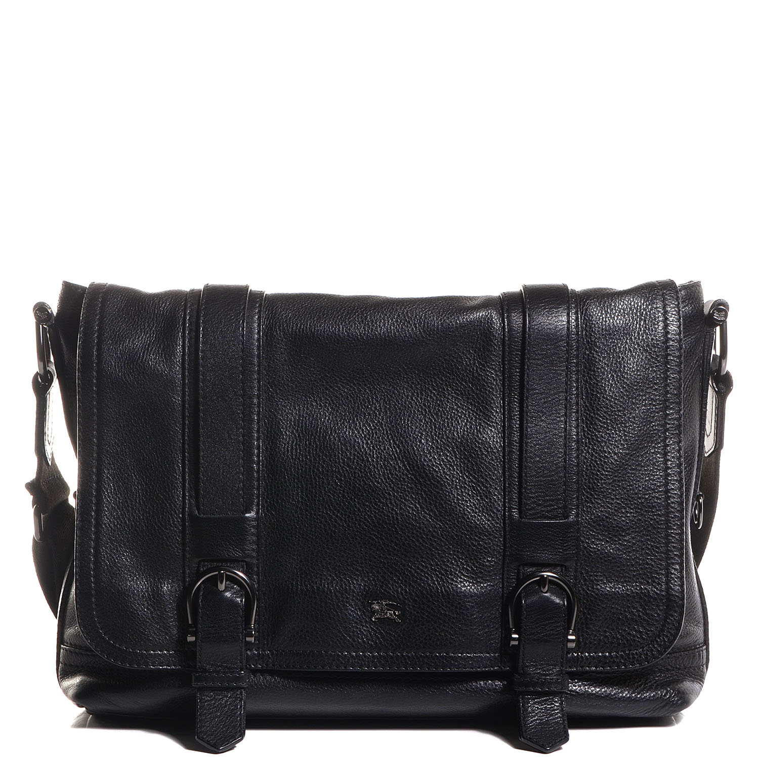 BURBERRY Leather Messenger Bag Black 85462