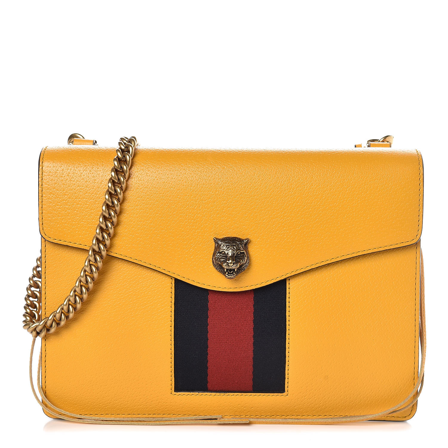 Gucci Grained Calfskin Web Animalier Shoulder Bag Yellow Gucci Grained Calfskin Web Animalier Shoulder Bag Yellow
