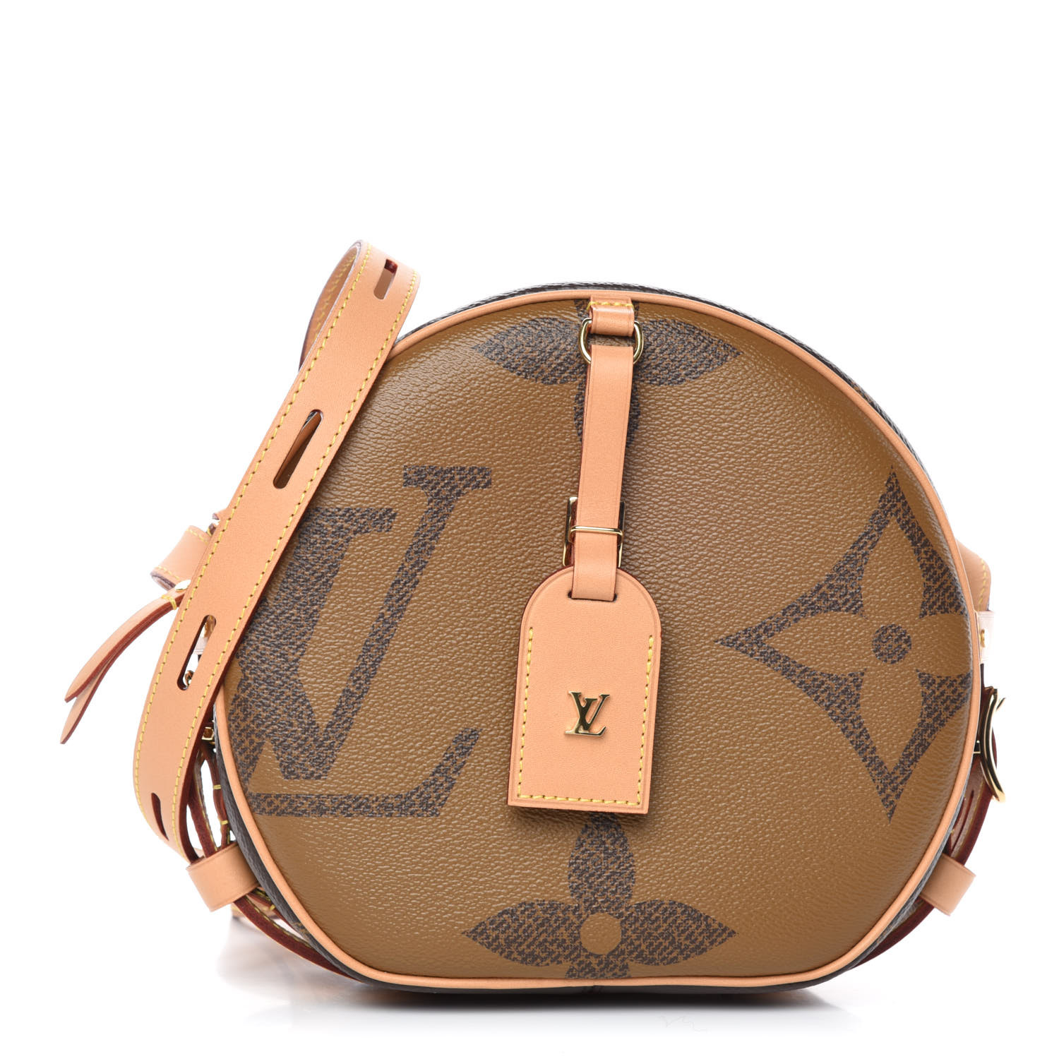 Louis Vuitton lv round box bag make up case handbag with shoulder strap  reverse monogram