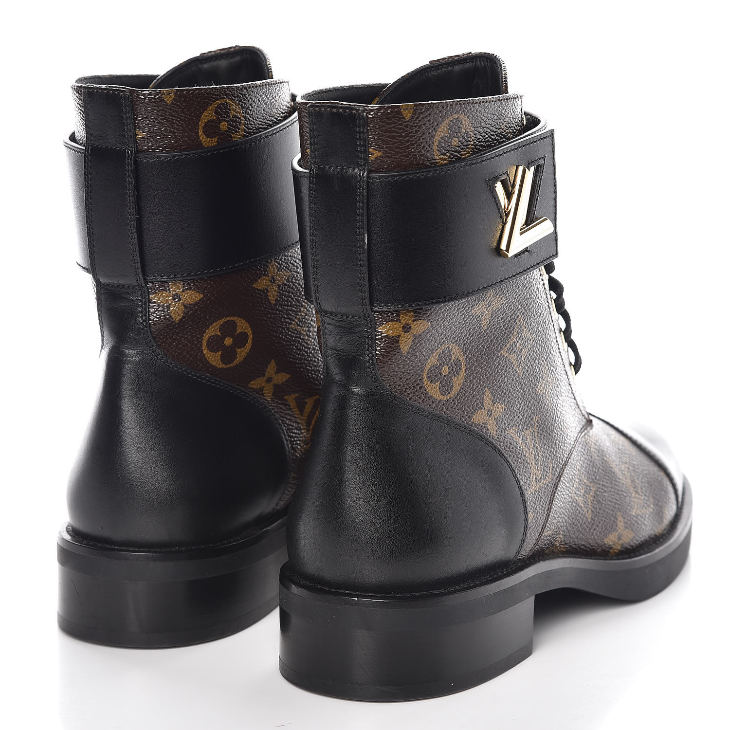 LOUIS VUITTON Calfskin Monogram Wonderland Flat Ranger Boots 39 Black ...