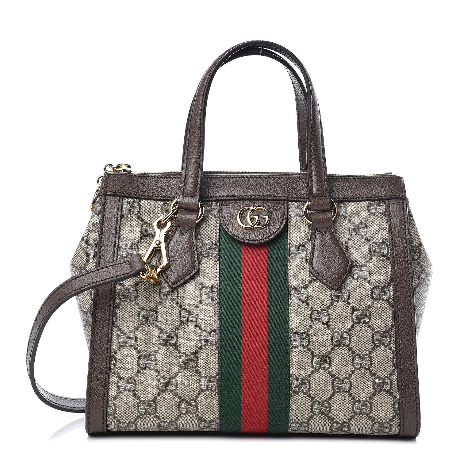 GUCCI GG Supreme Monogram Small Ophidia Tote Bag Brown 380542