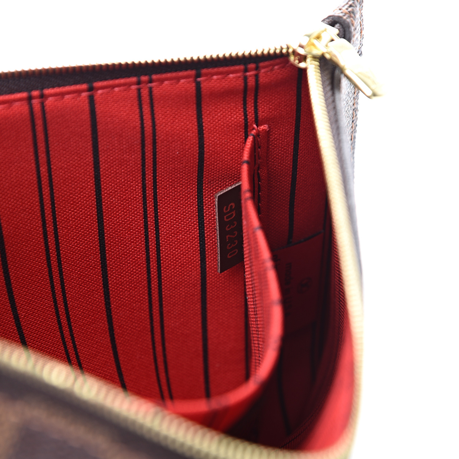 neverfull mm or gm for workout LOUIS VUITTON Damier Ebene Neverfull MM GM Pochette 569709