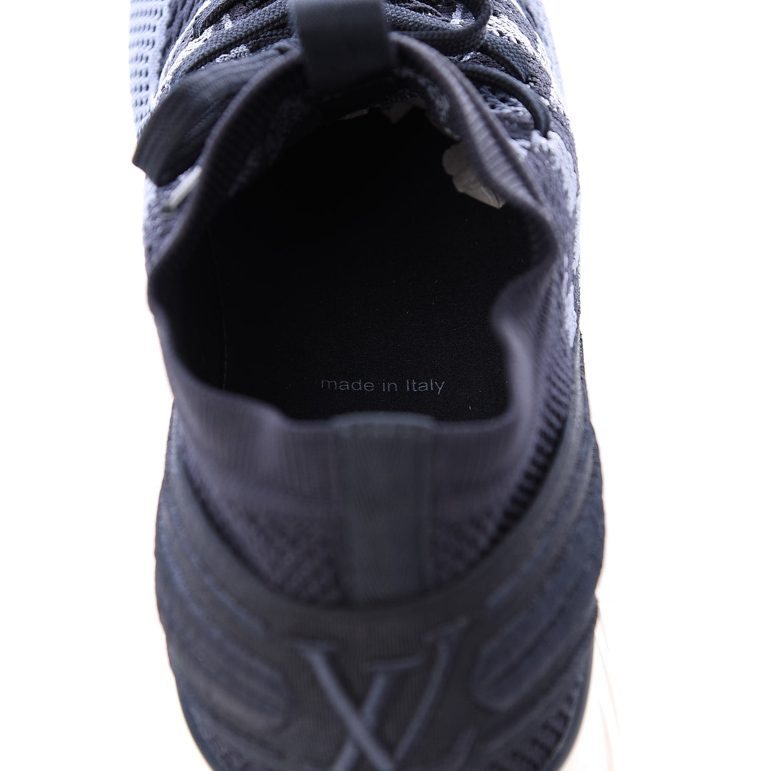 LOUIS VUITTON Technical Nylon Damier Rubber Fastlane Sneakers 8 Blue 571176