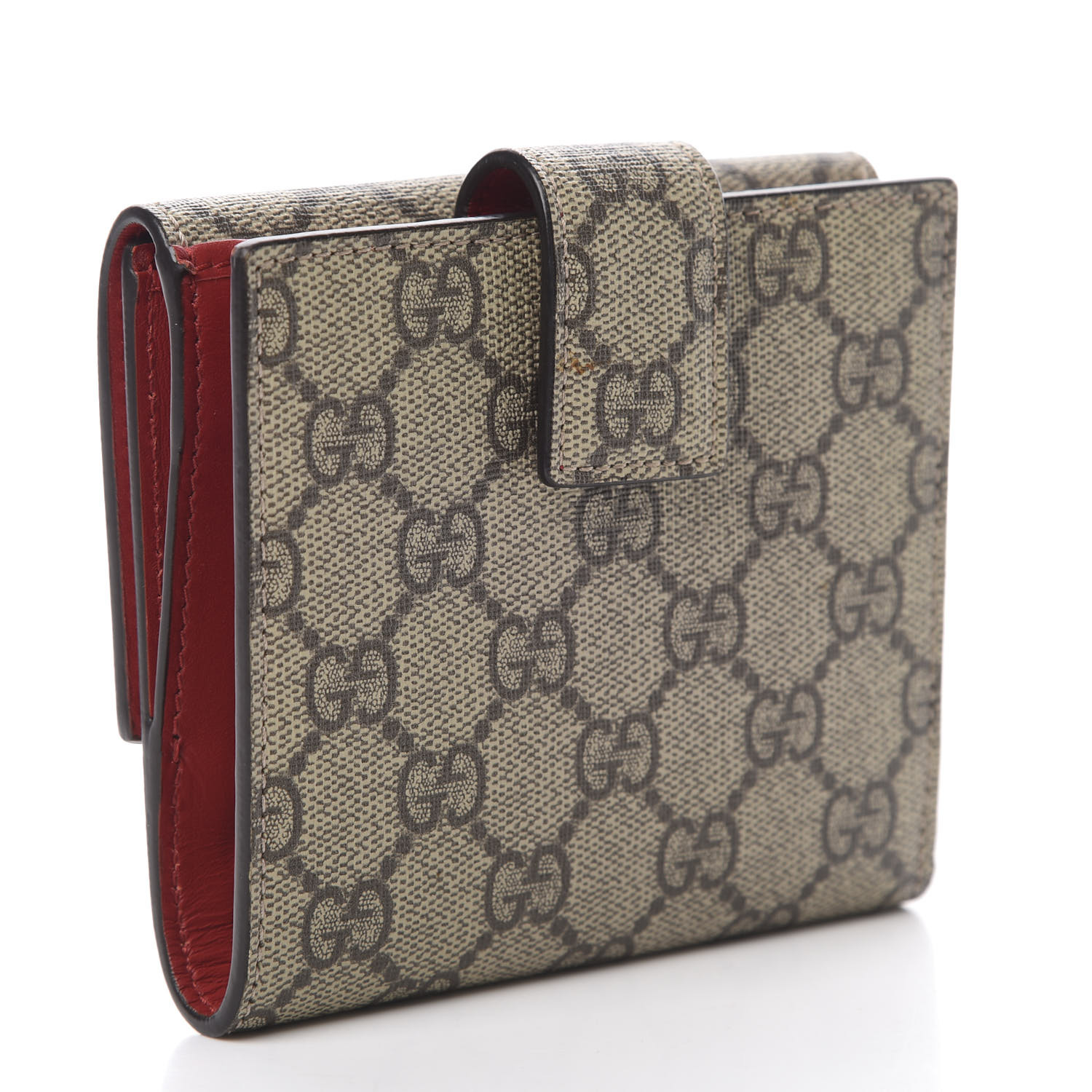 GUCCI GG Supreme Monogram Cherry Embellished Card Case Wallet Hibiscus ...