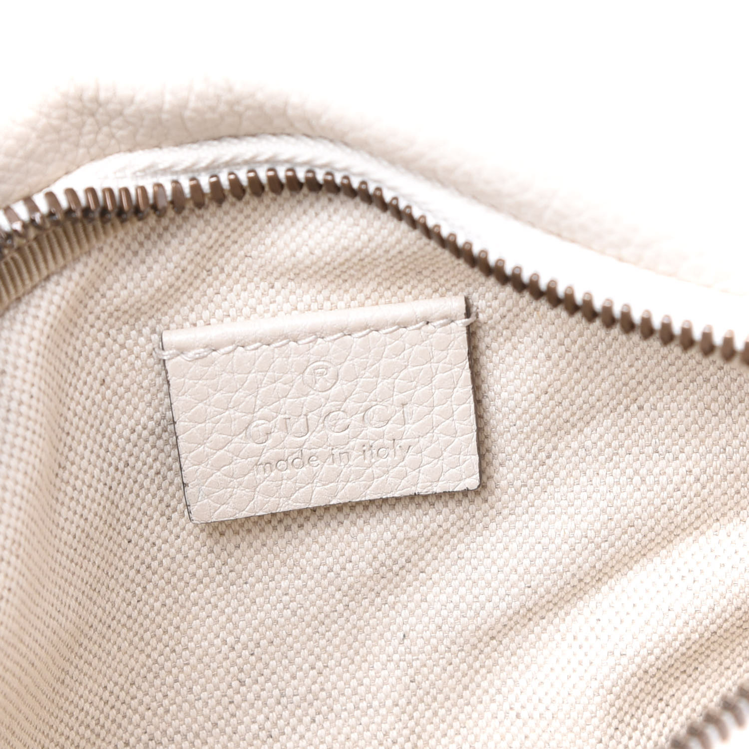 GUCCI Grained Calfskin Small Gucci Print Belt Bag White 567784