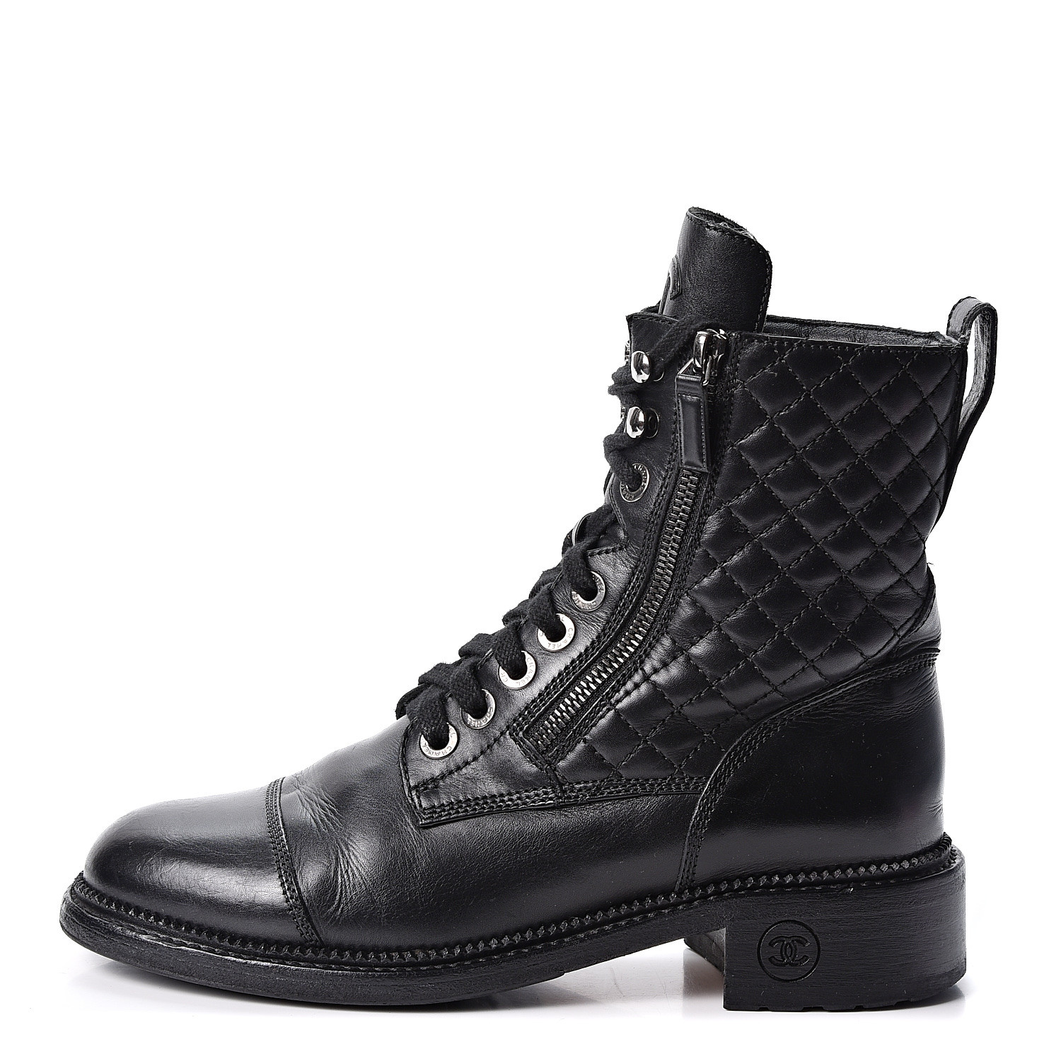 chanel calfskin lace up boots