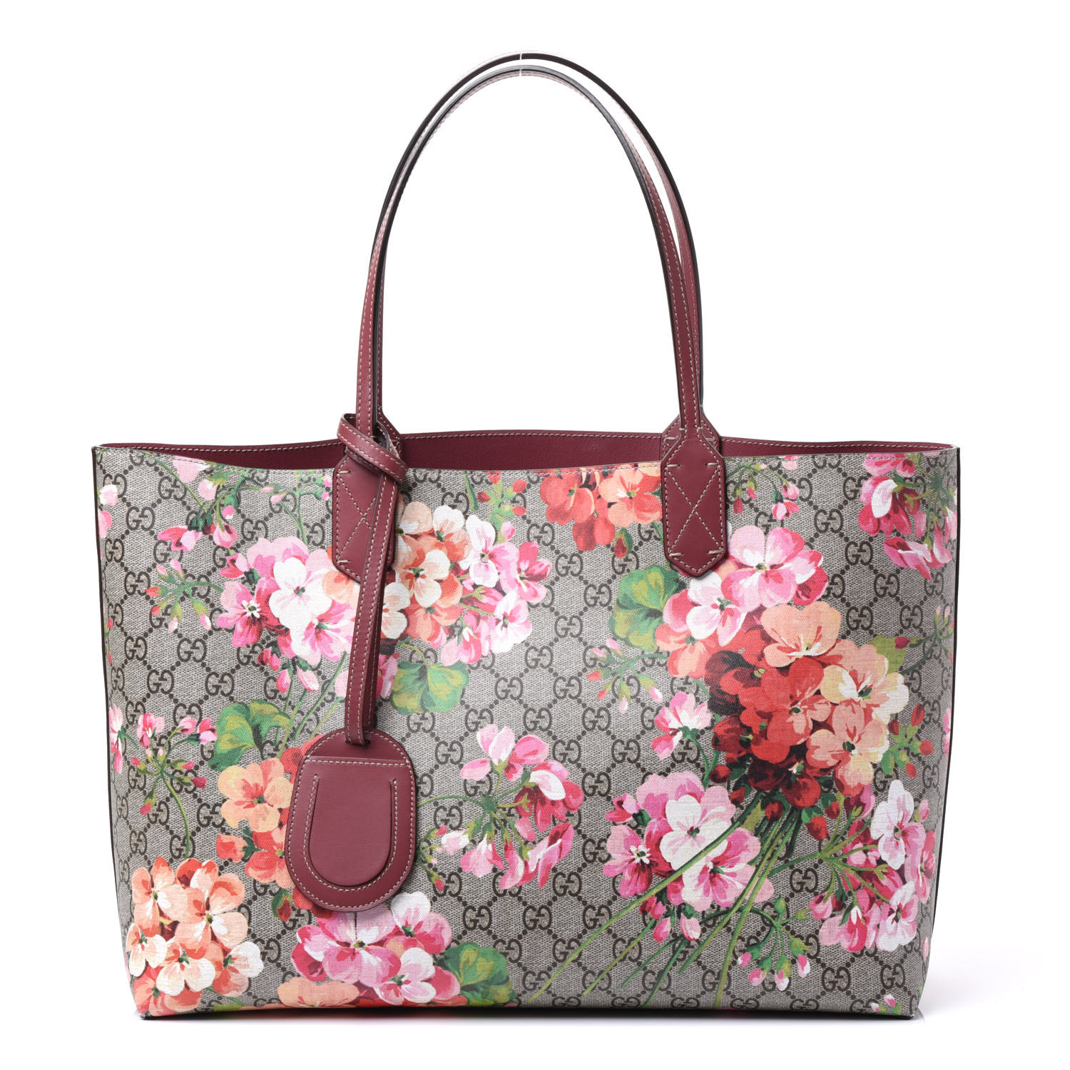 gucci floral reversible tote