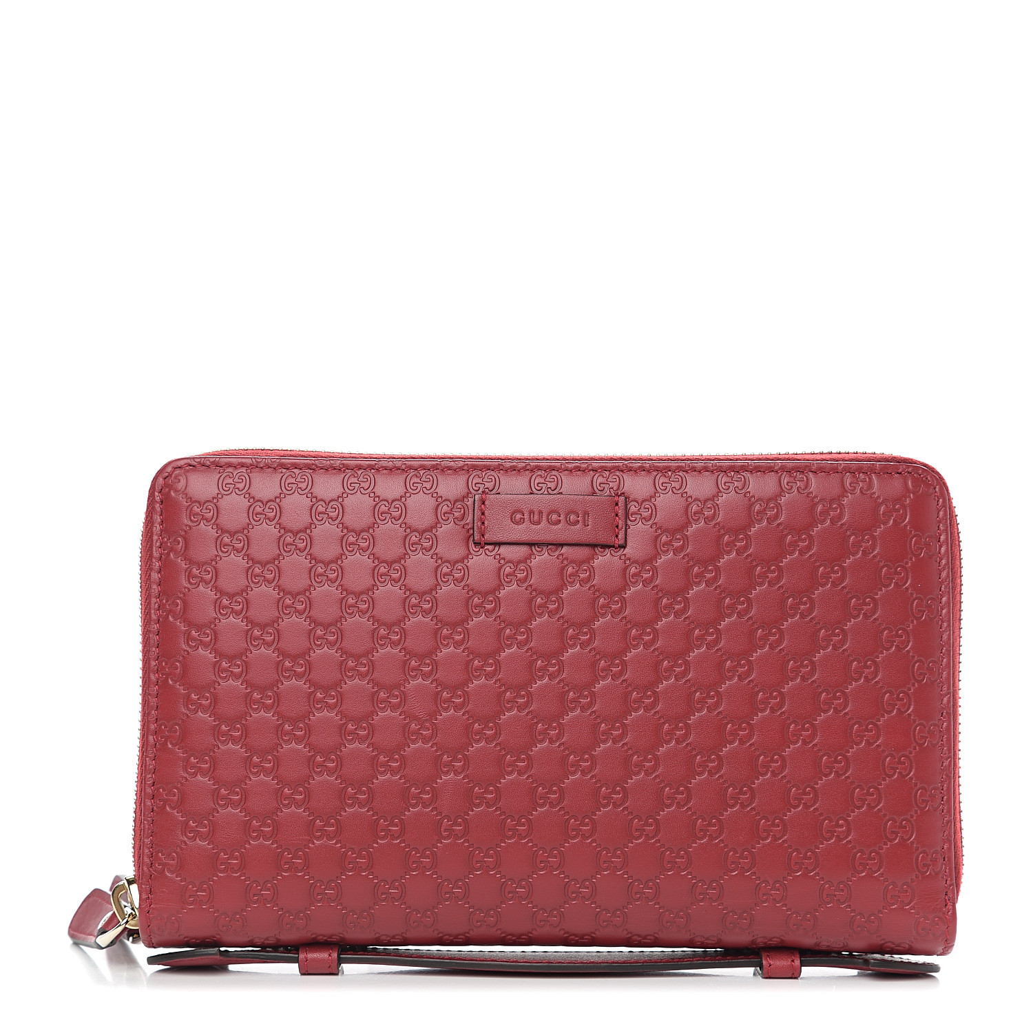 GUCCI Microguccissima Zip Around Top Handle Travel Wallet Red 566950