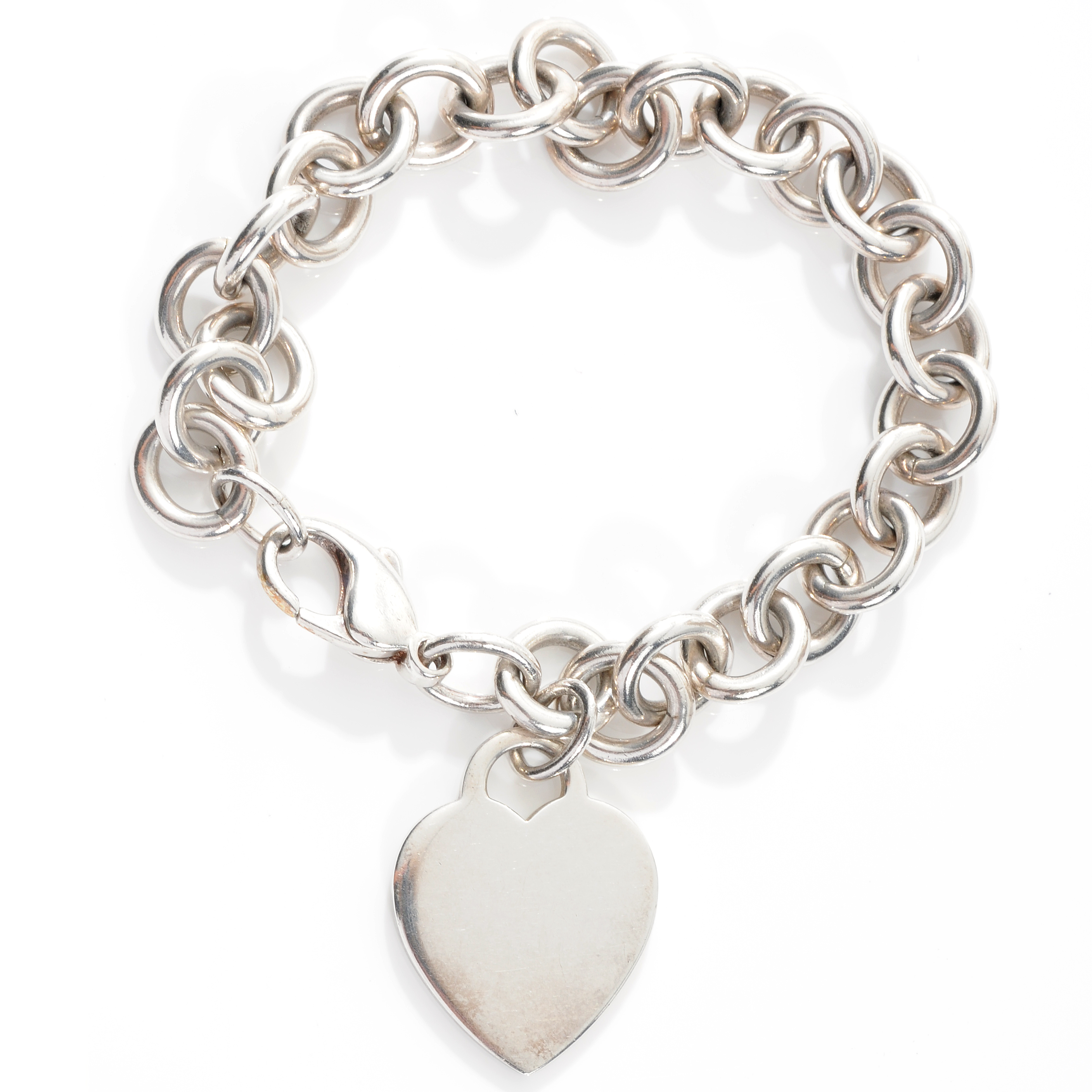 TIFFANY Sterling Silver Heart Tag Charm Bracelet 42201