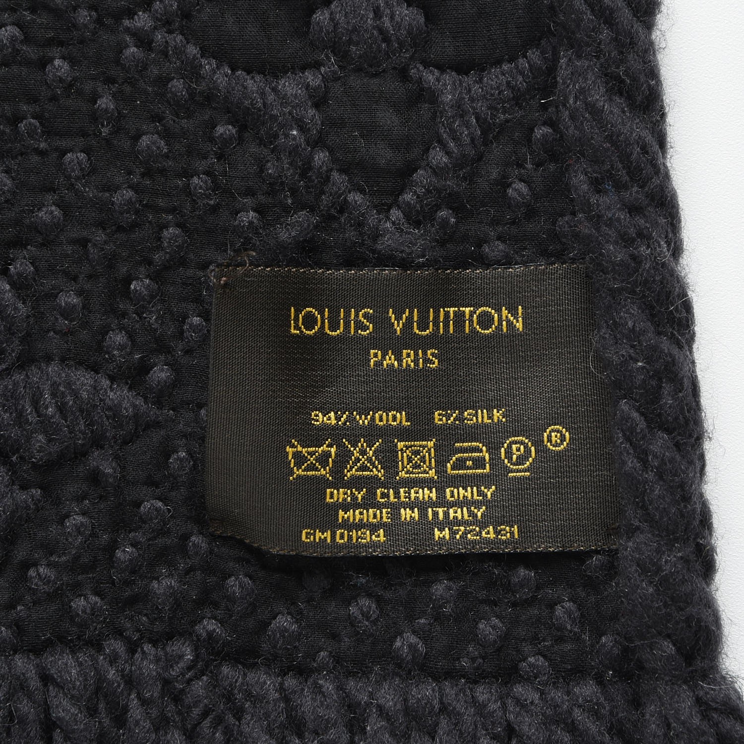 LOUIS VUITTON Wool Silk Logomania Scarf Charcoal Grey 225342