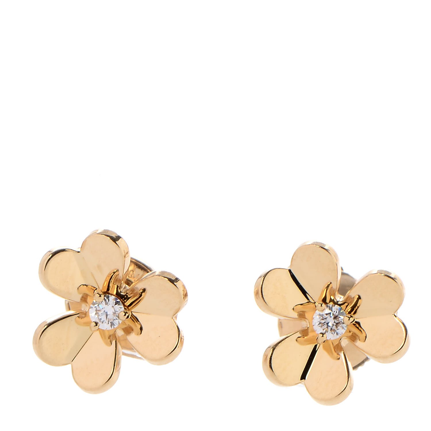 VAN CLEEF & ARPELS 18K Yellow Gold Diamond MIni Frivole Earrings 296400