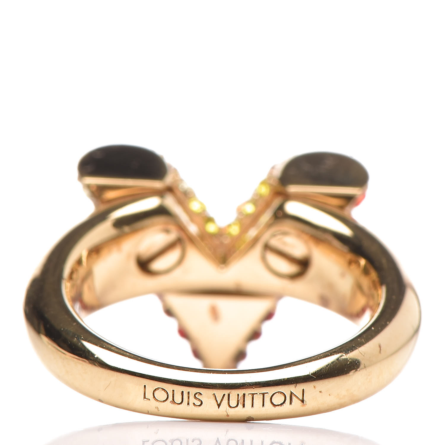 LOUIS VUITTON Crystal Essential V Strass Ring 5 Multicolor Gold 
