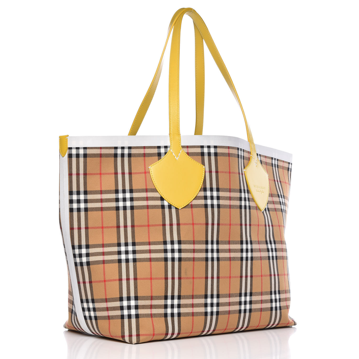 BURBERRY Vintage Check Large The Giant Reversible Tote Yellow 398695 ...