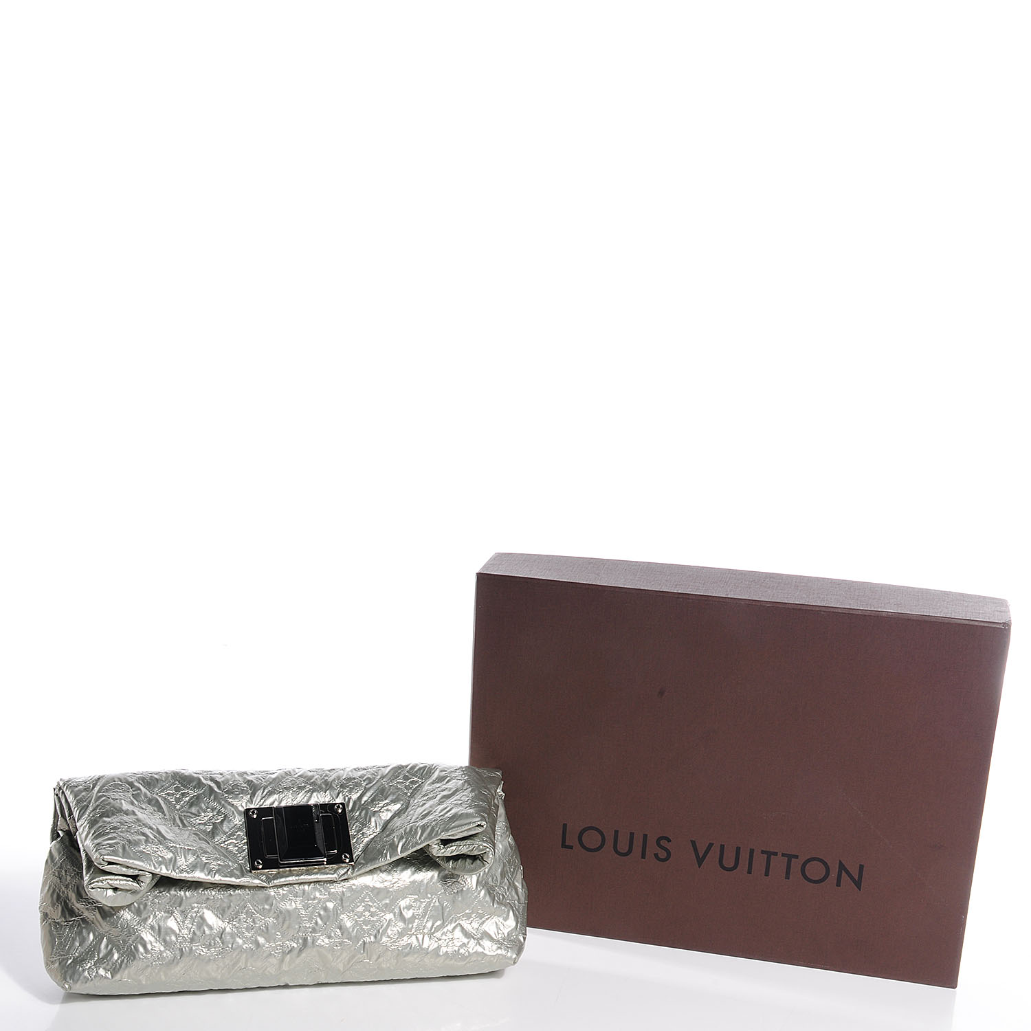 LOUIS VUITTON Monogram Altair Limelight Silver Clutch Bag 82881