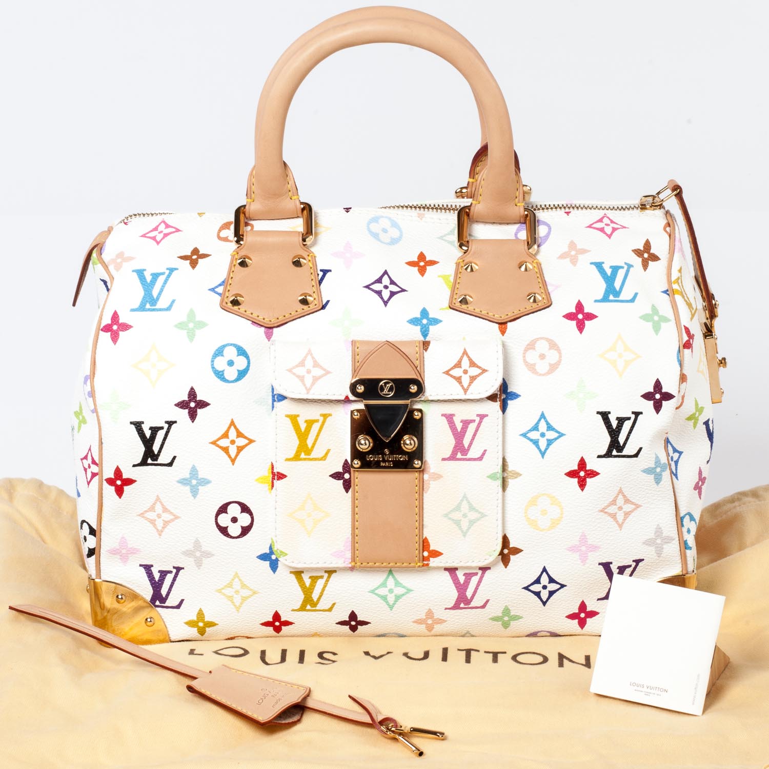 LOUIS VUITTON Multicolor Speedy 30 White 35707