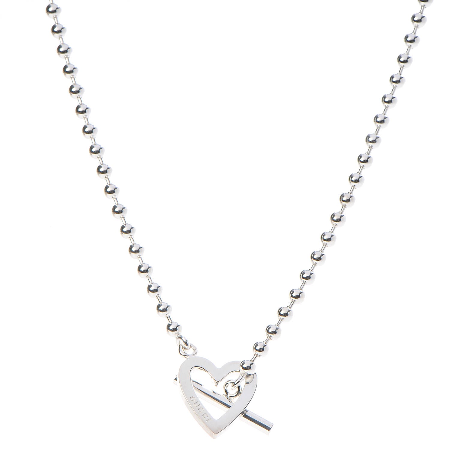 GUCCI Sterling Silver Heart Toggle 